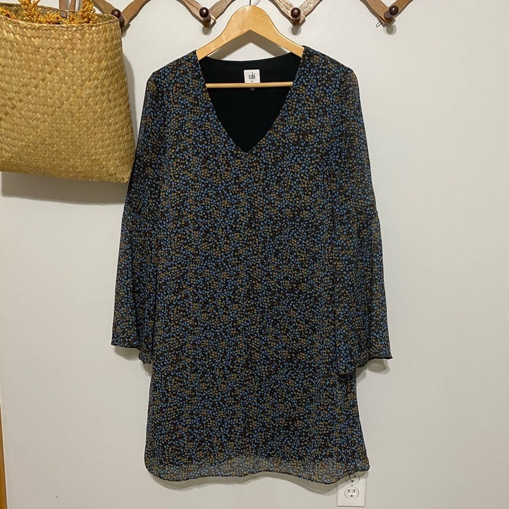 CAbi Black Floral Dress